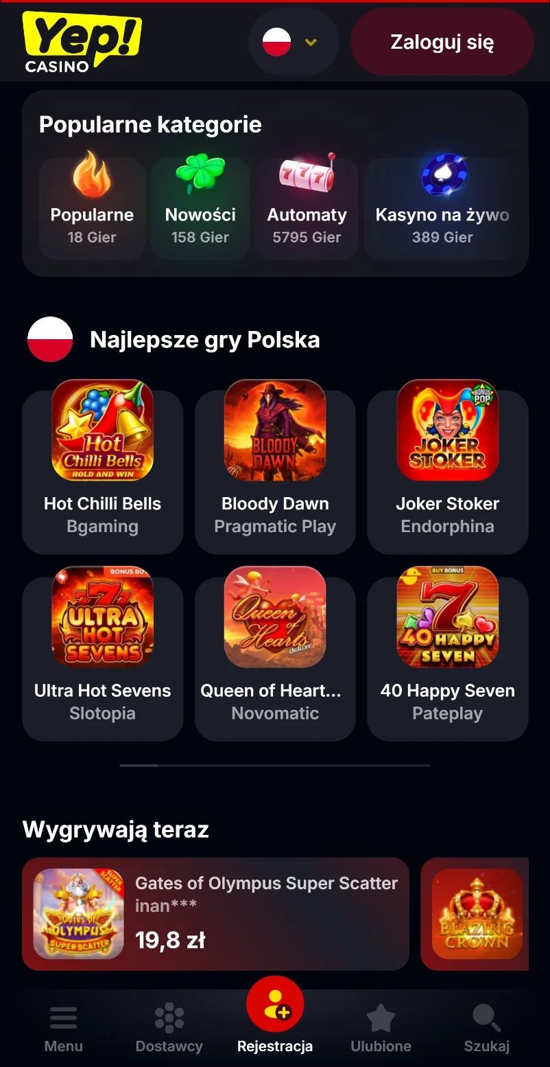Nowe Kasyno Yep!Casino