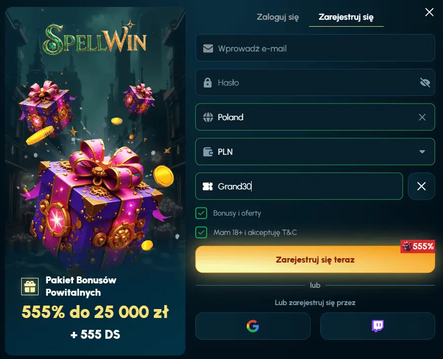 wpisz spellwin no deposit code