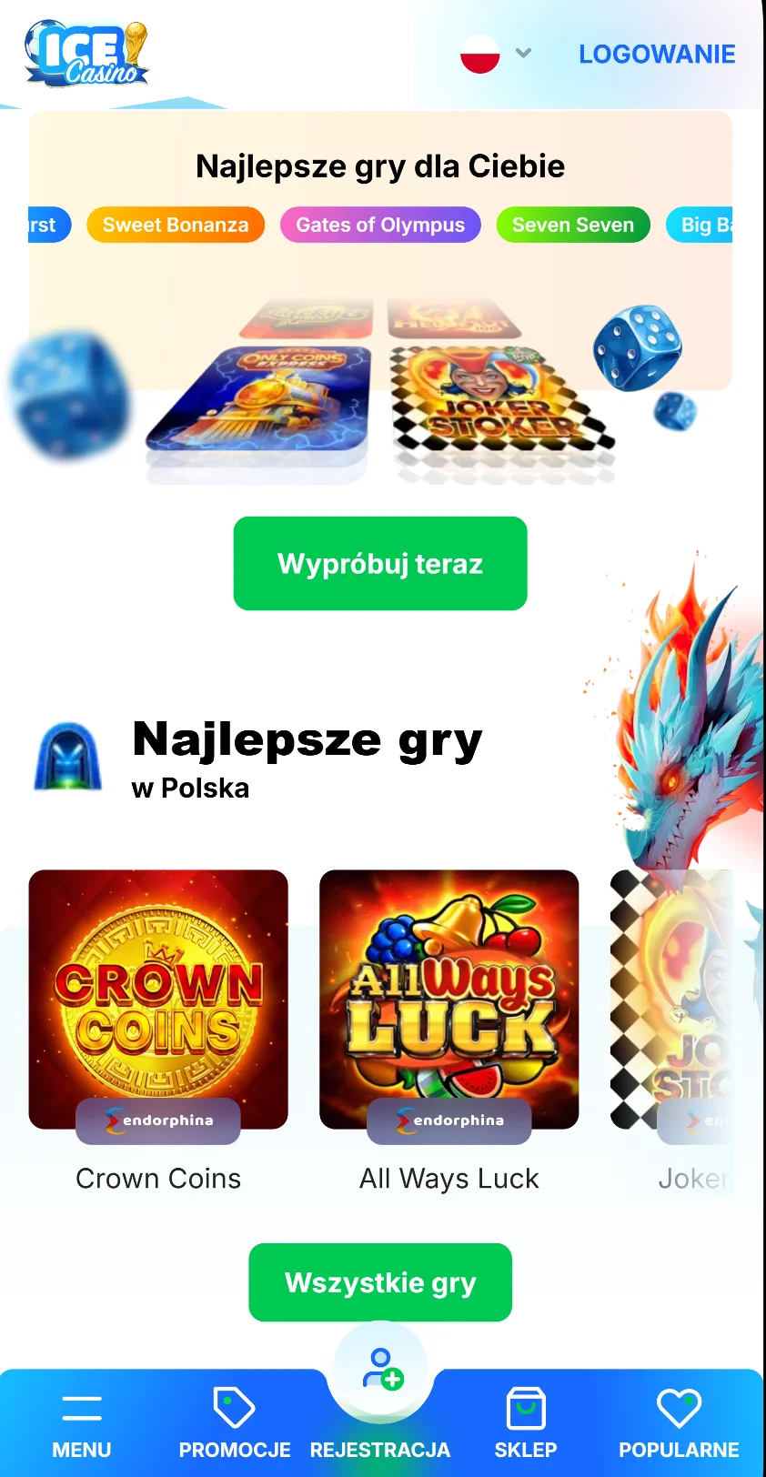 Ice Casino minimalny depozyt 20 zł