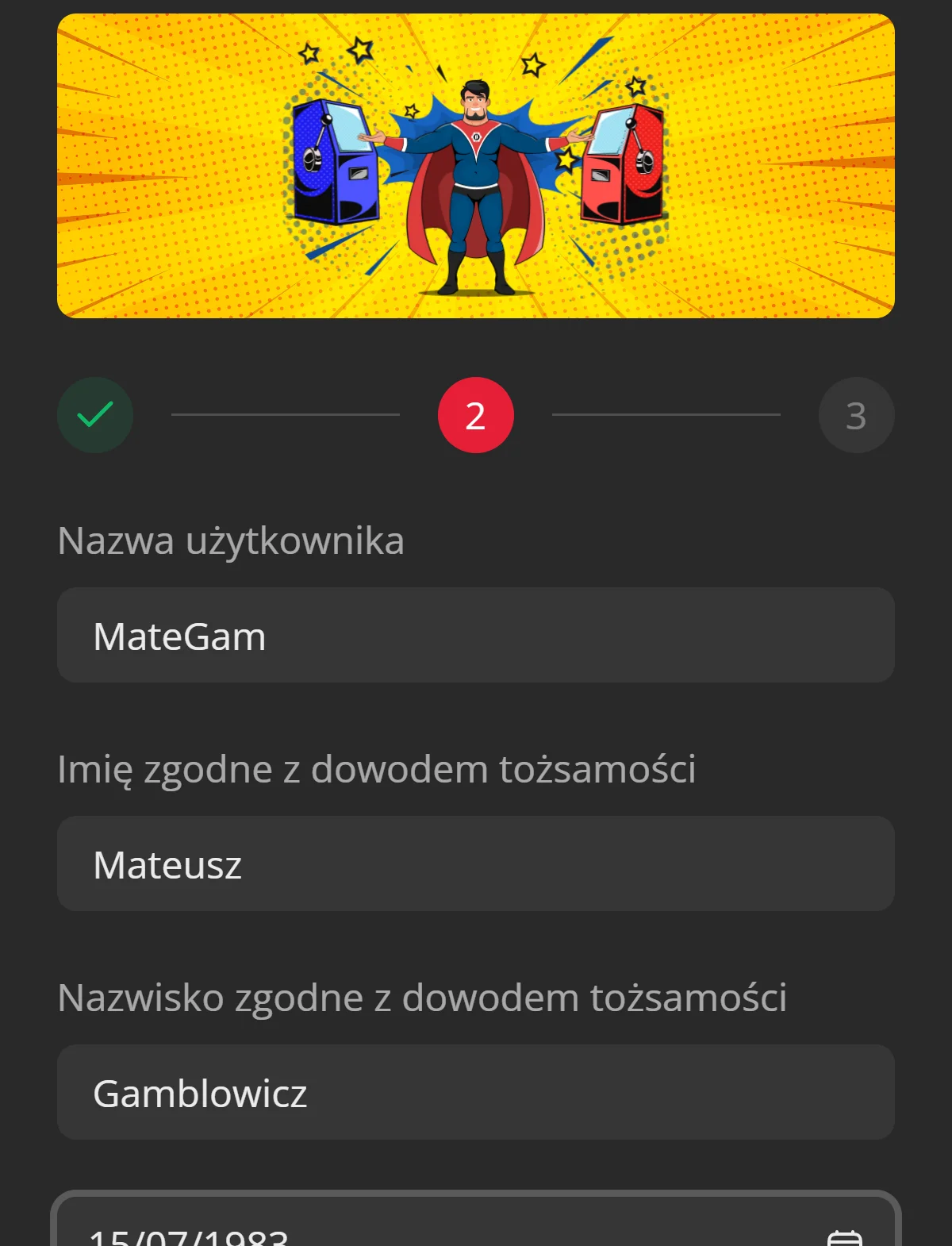 Bruce Bet rejestracja krok 2