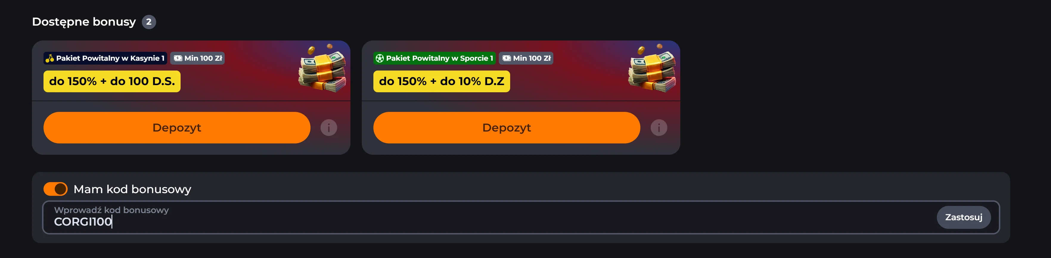 Jak otrzymać bonus bez depozytu Corgibet Casino? Krok 3