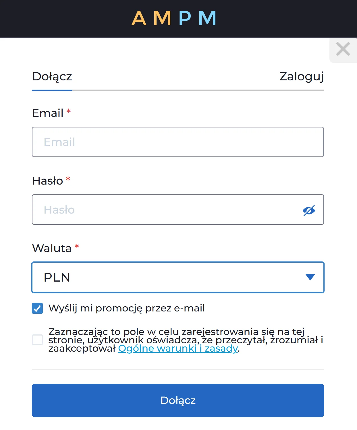 Jak otrzymać AMPM Casino Kod Promocyjny? Krok 1