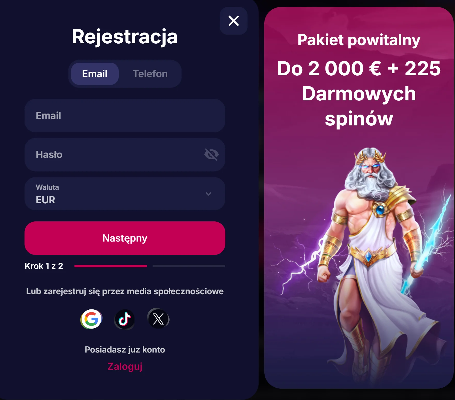 Jak otrzymać bonus w NV Casino? Krok 2