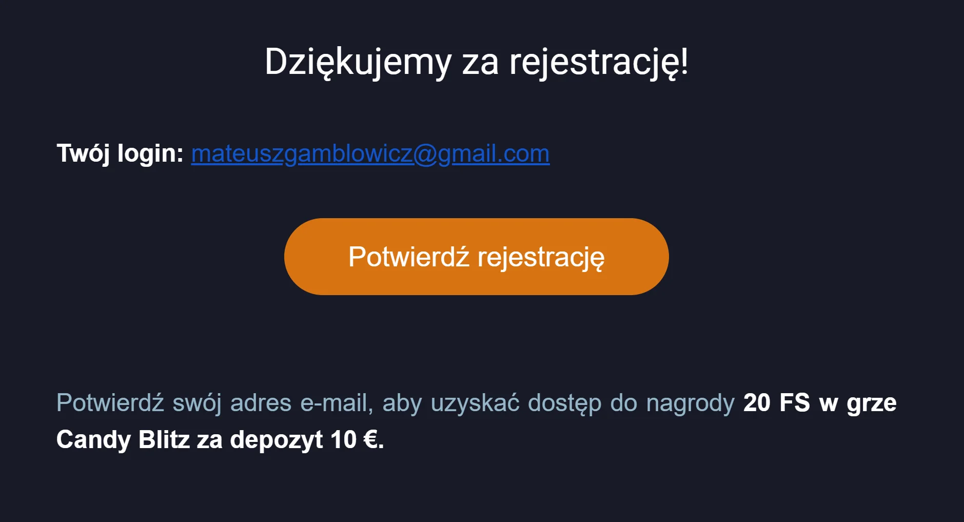 Vox Casino rejestracja krok 5