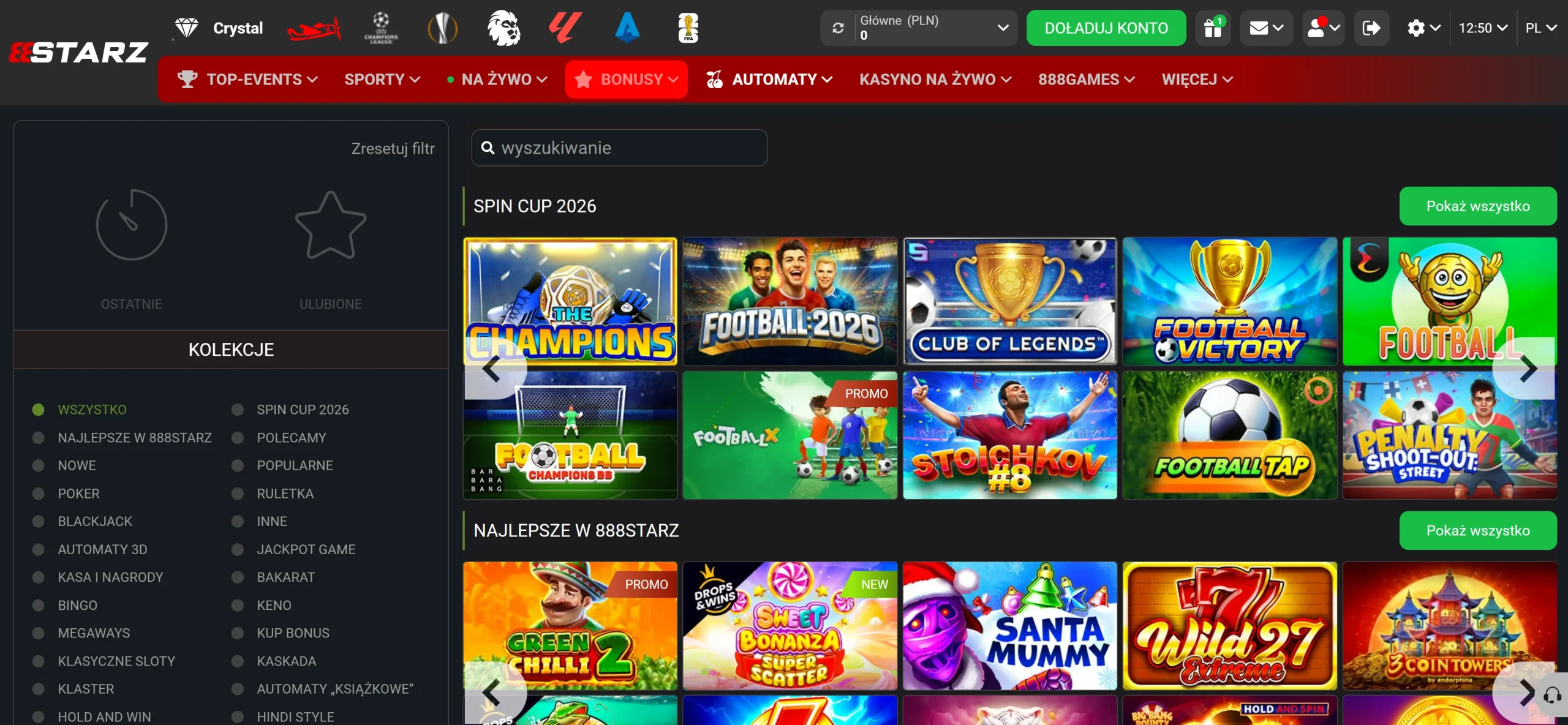 888Starz Casino minimalny depozyt 5 zł 
