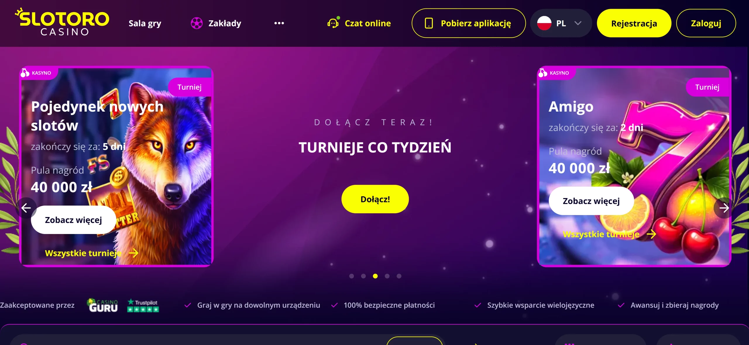 Slotoro Casino Main Page
