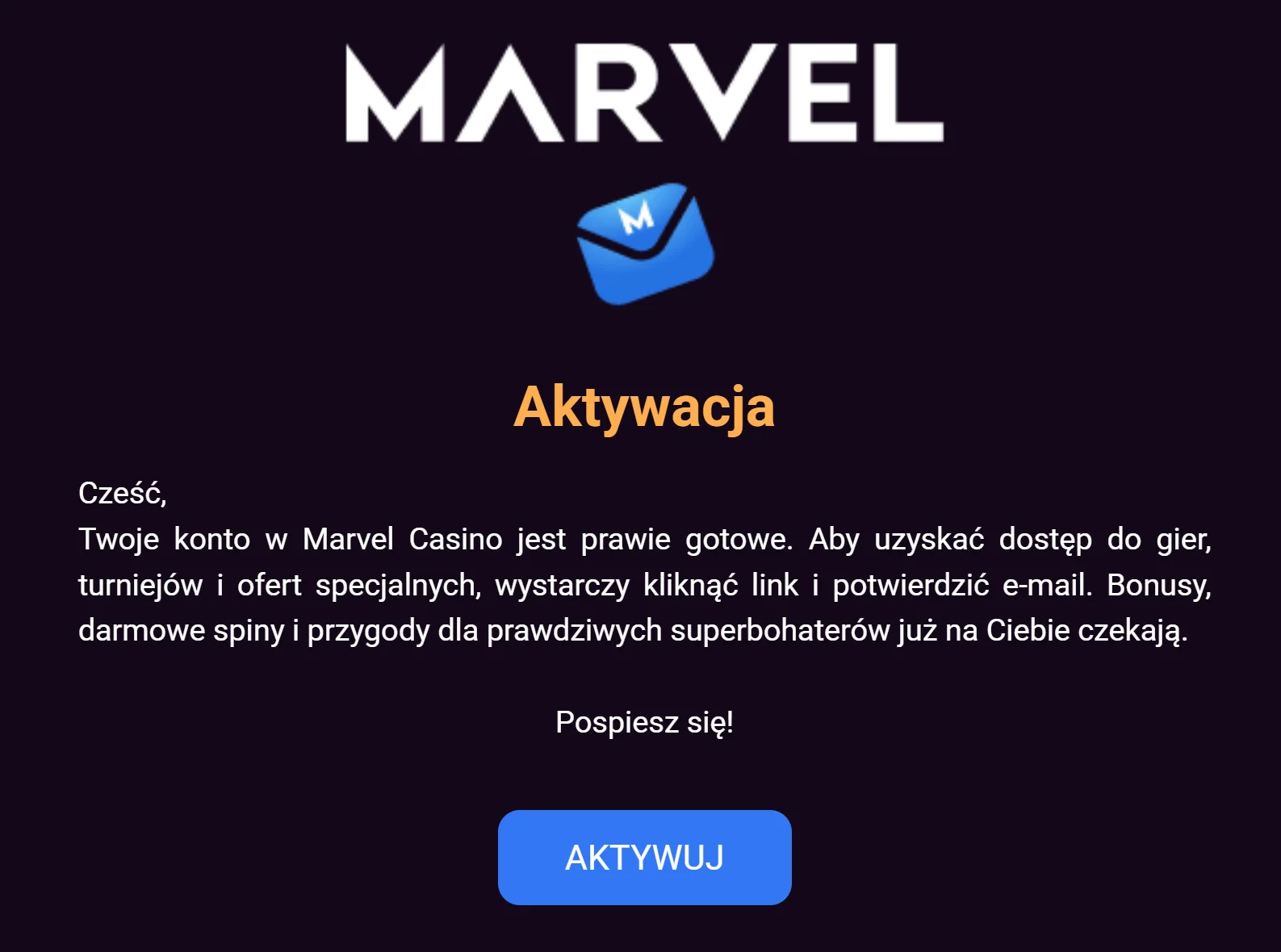 Jak otrzymać bonus bez depozytu Marvel? Krok 2