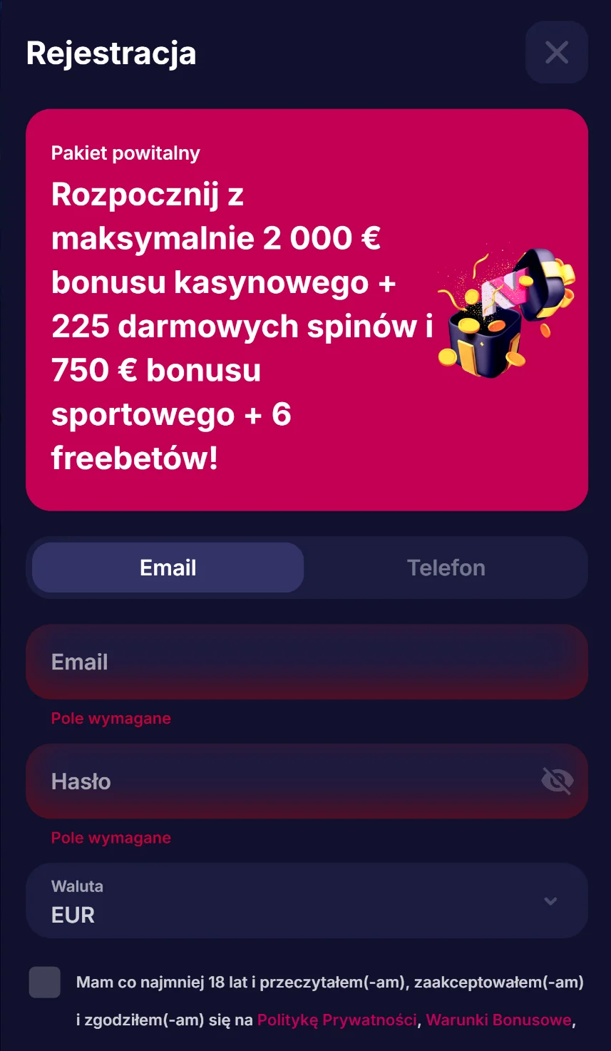 Jak otrzymać 50 darmowych spinów? Krok 2
