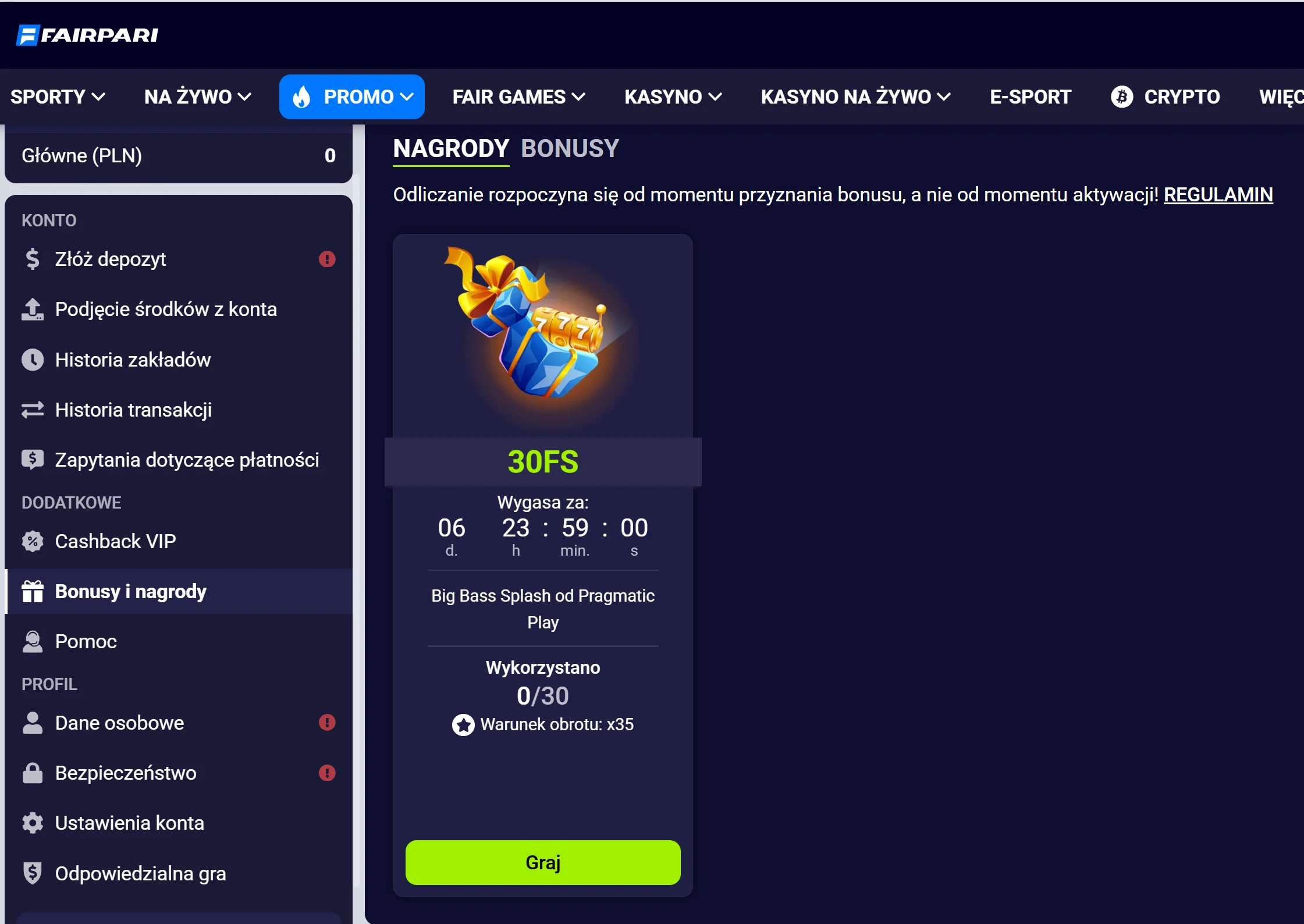 Jak otrzymać bonus bez depozytu FairPari Casino? Krok 5
