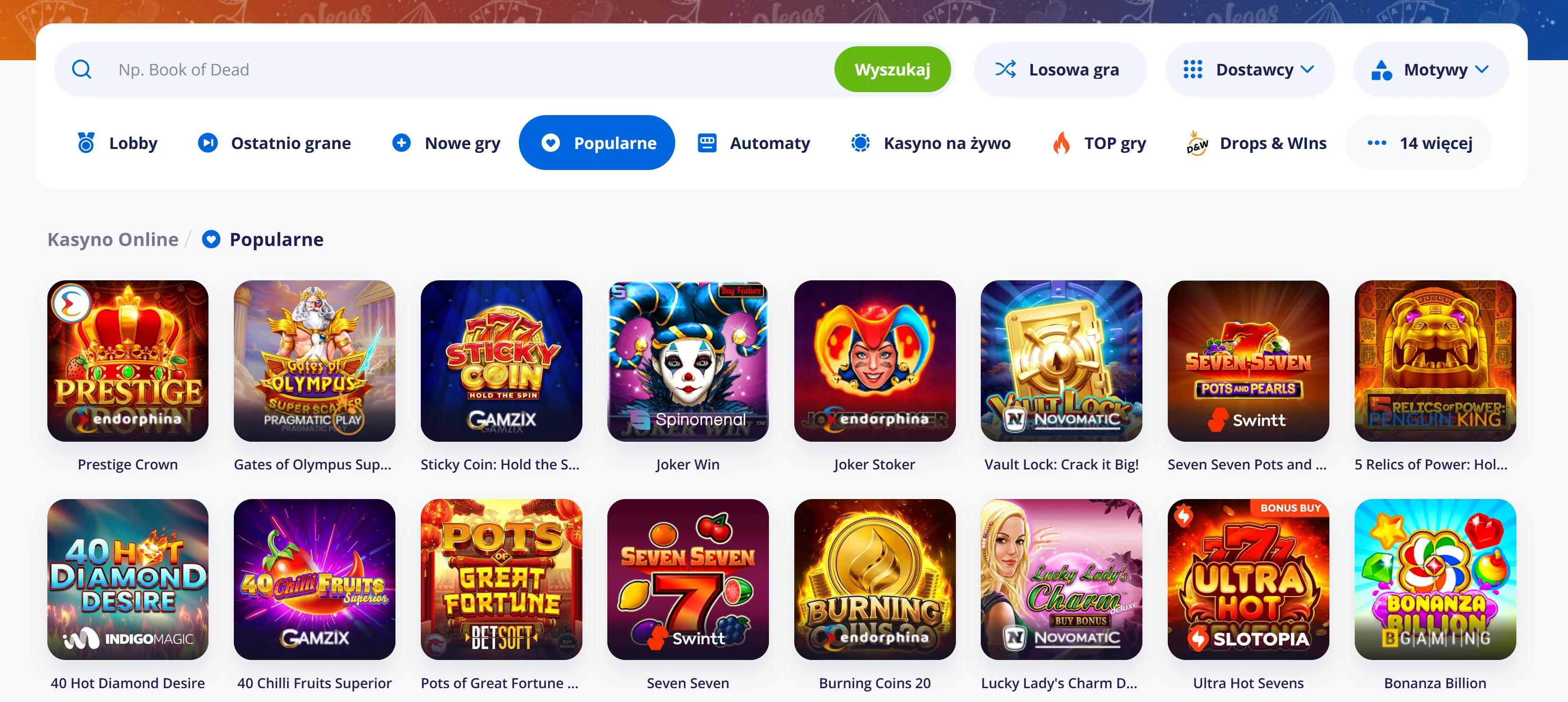 Oferta gier Vulkan Vegas