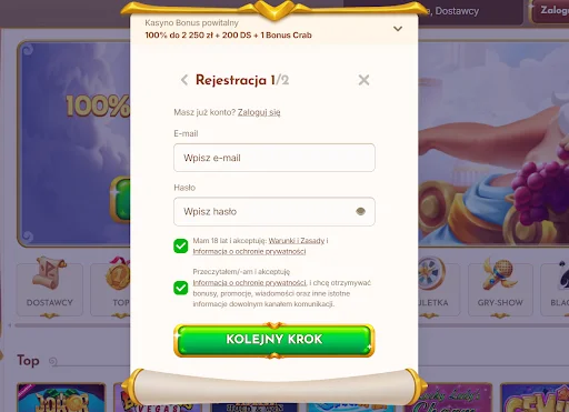 Bethall rejestracja krok 1