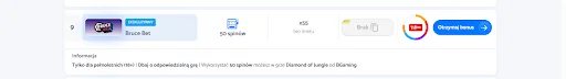 Bruce Bet bonus na Polskie Sloty