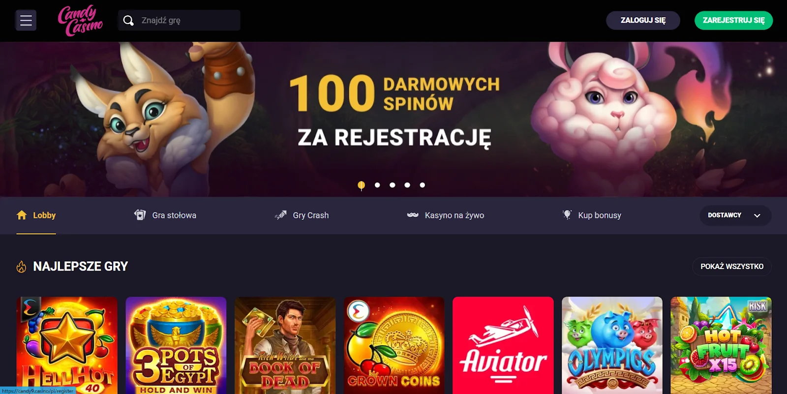 Candy Casino rejestracja krok 1