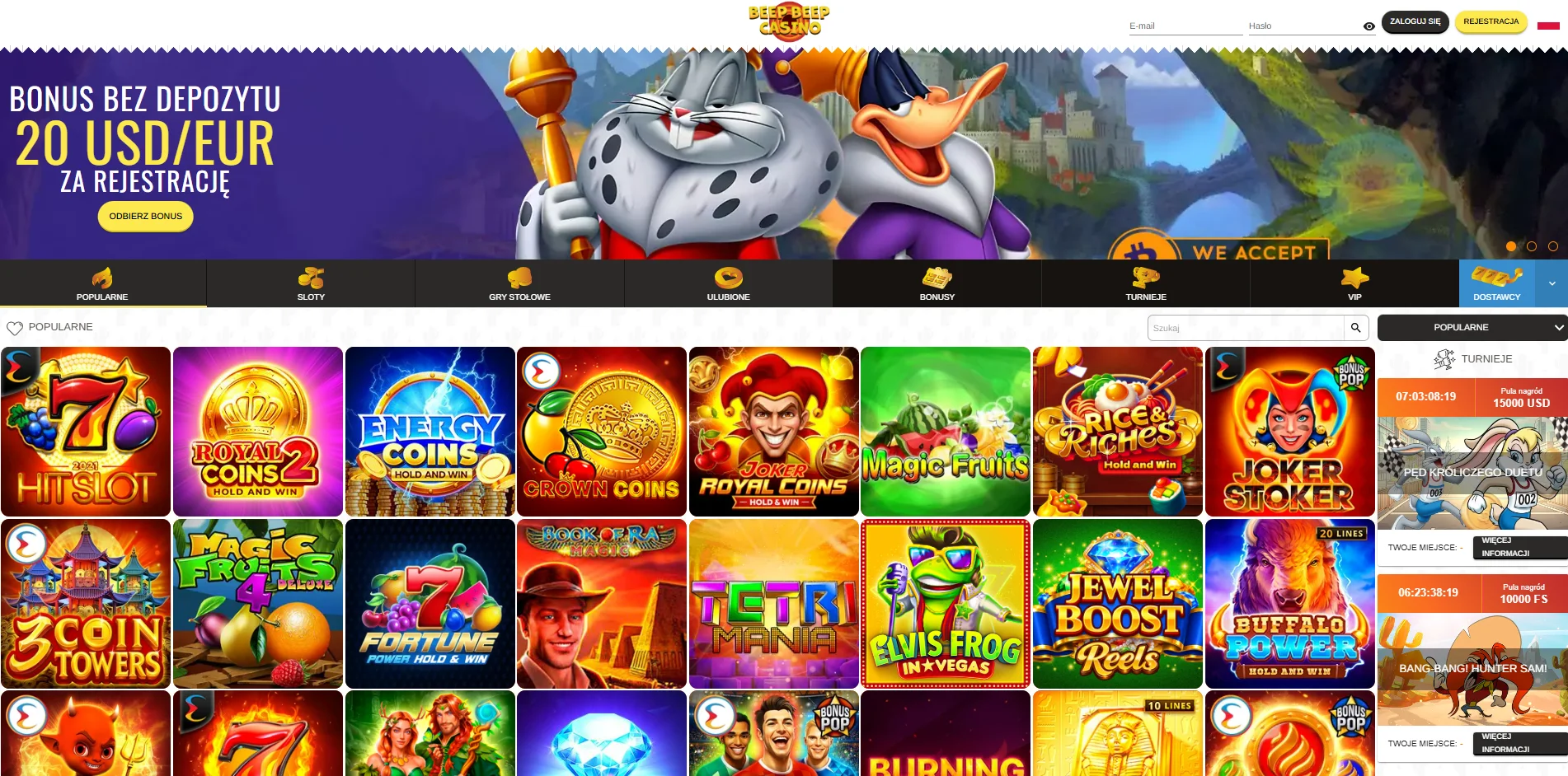 Beep Beep Casino main page