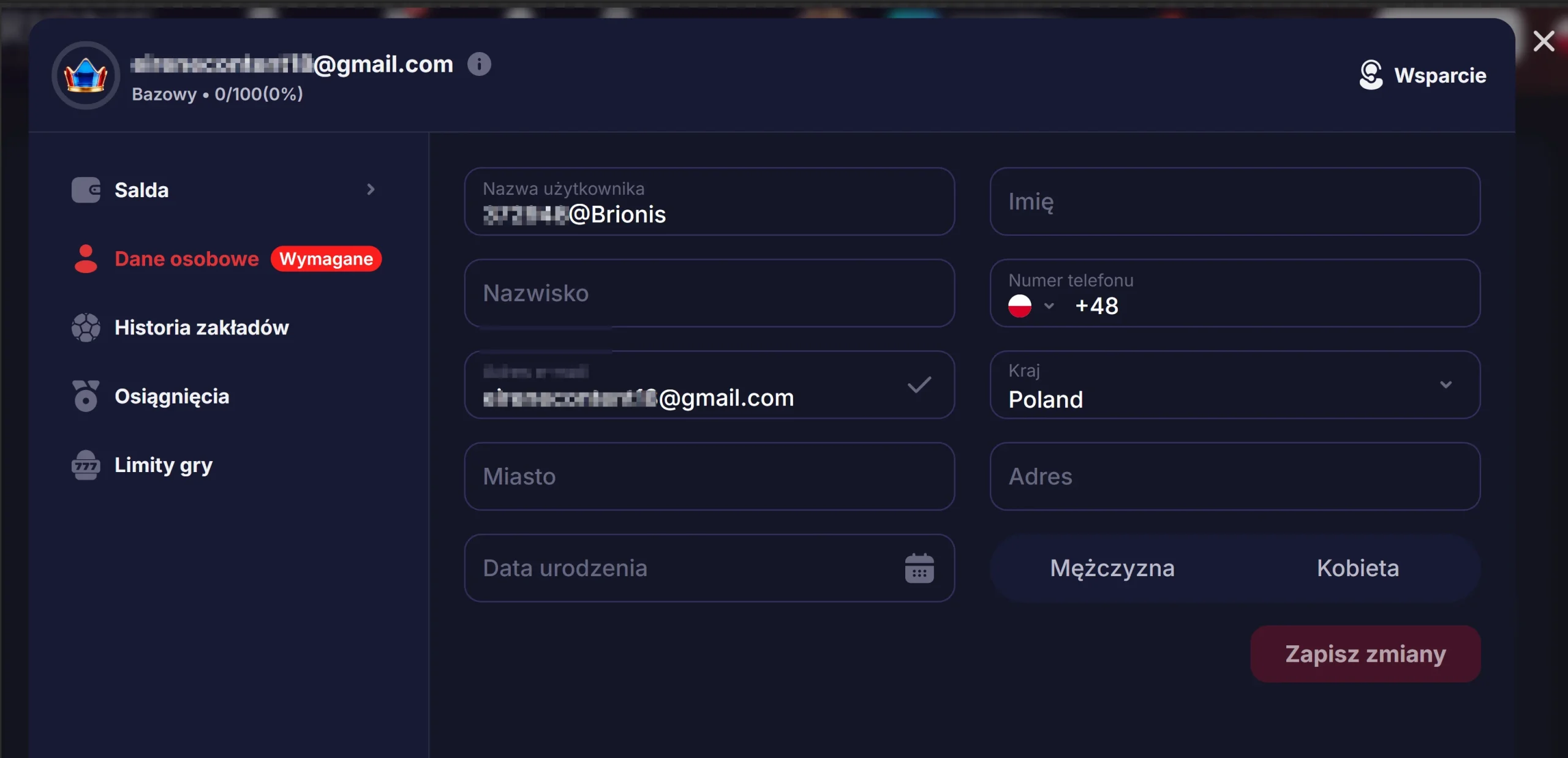 Jak otrzymać bonus bez depozytu Brionis Casino. Krok 2