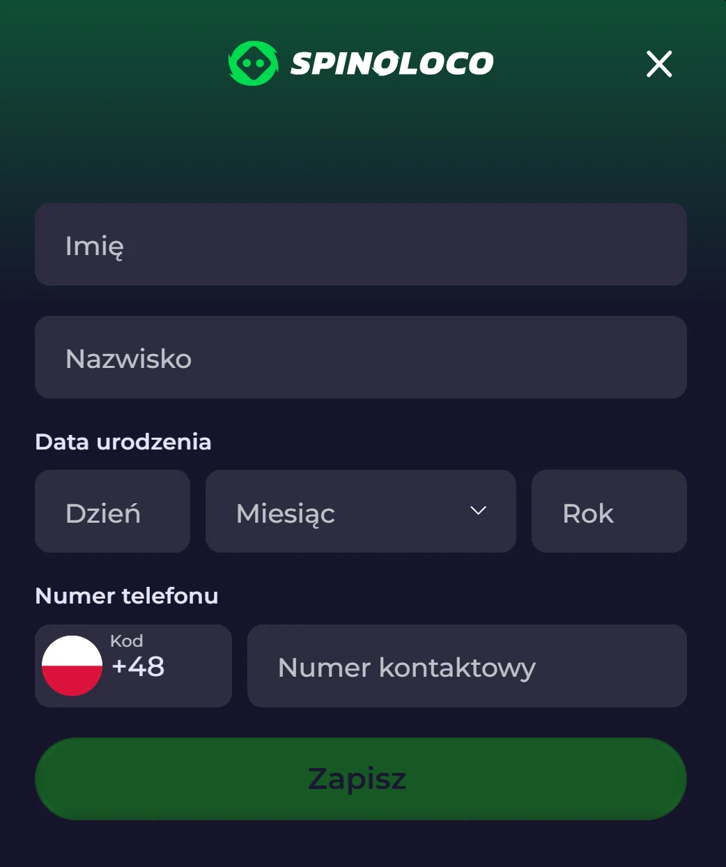 Jak odebrac bonus bez depozytu Spinoloco? Krok 3
