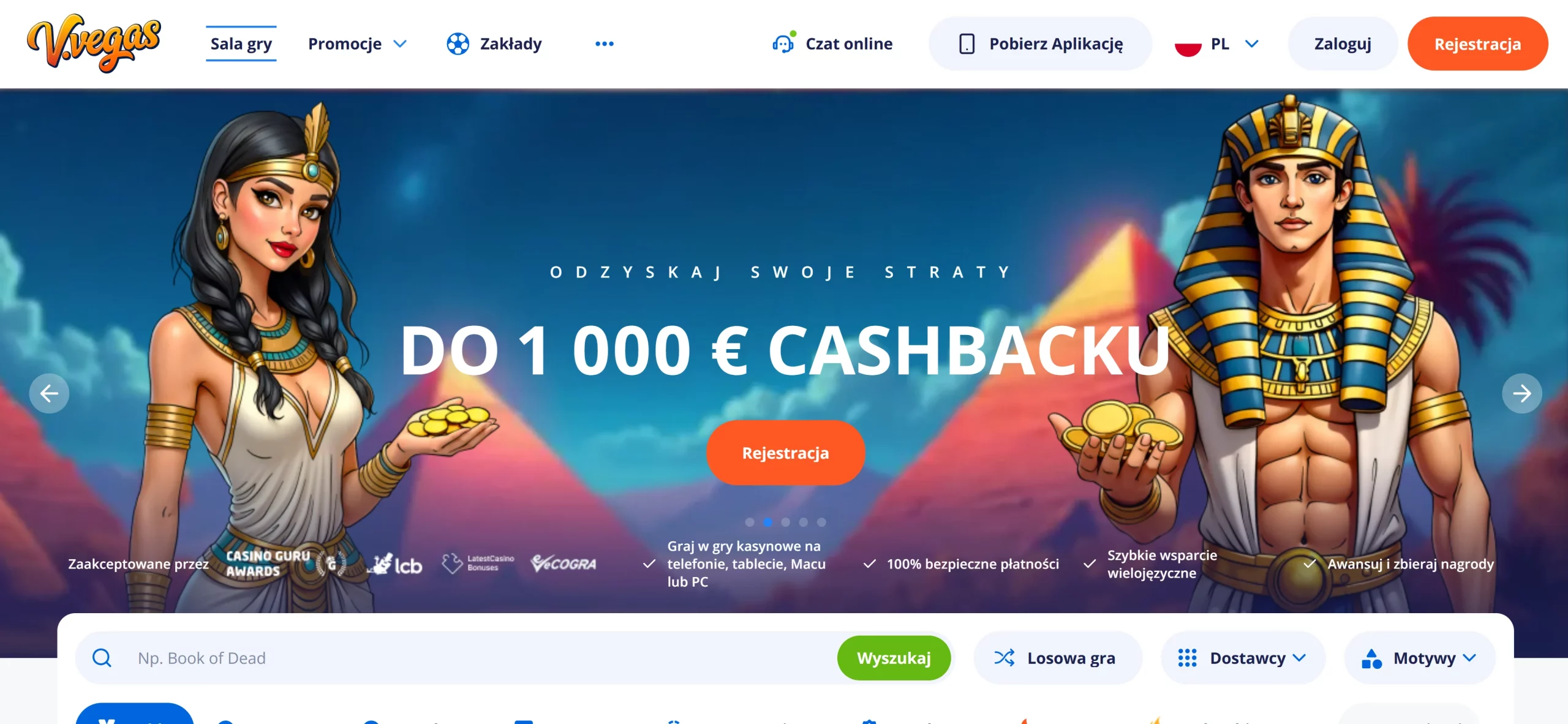 V.Vegas Casino main page