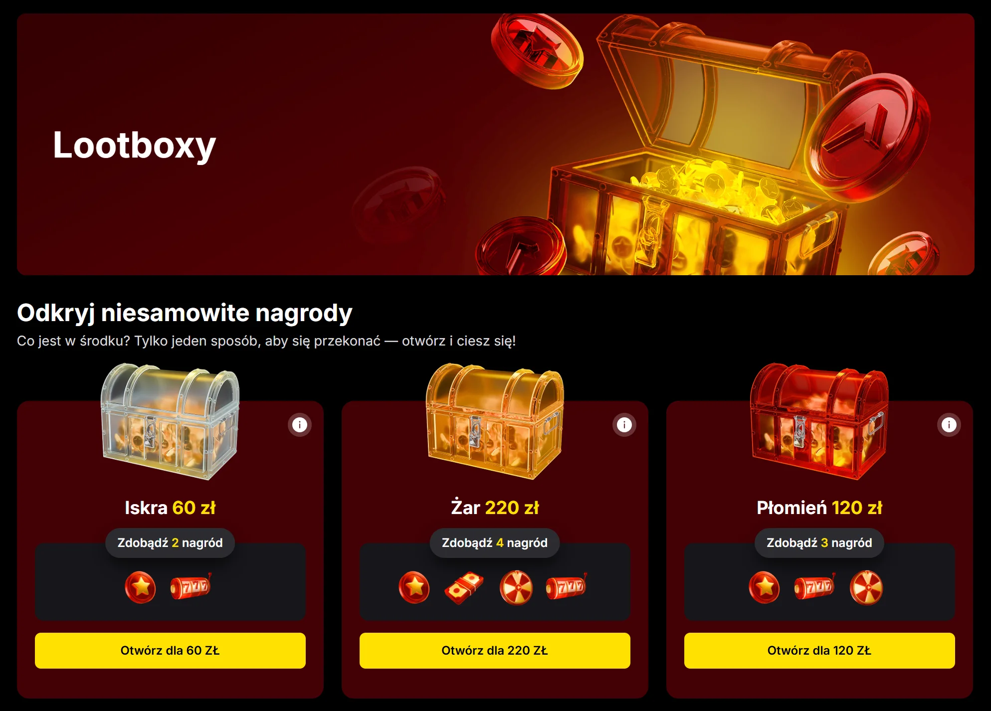 VulkanSpiele Skrzynie z nagrodami