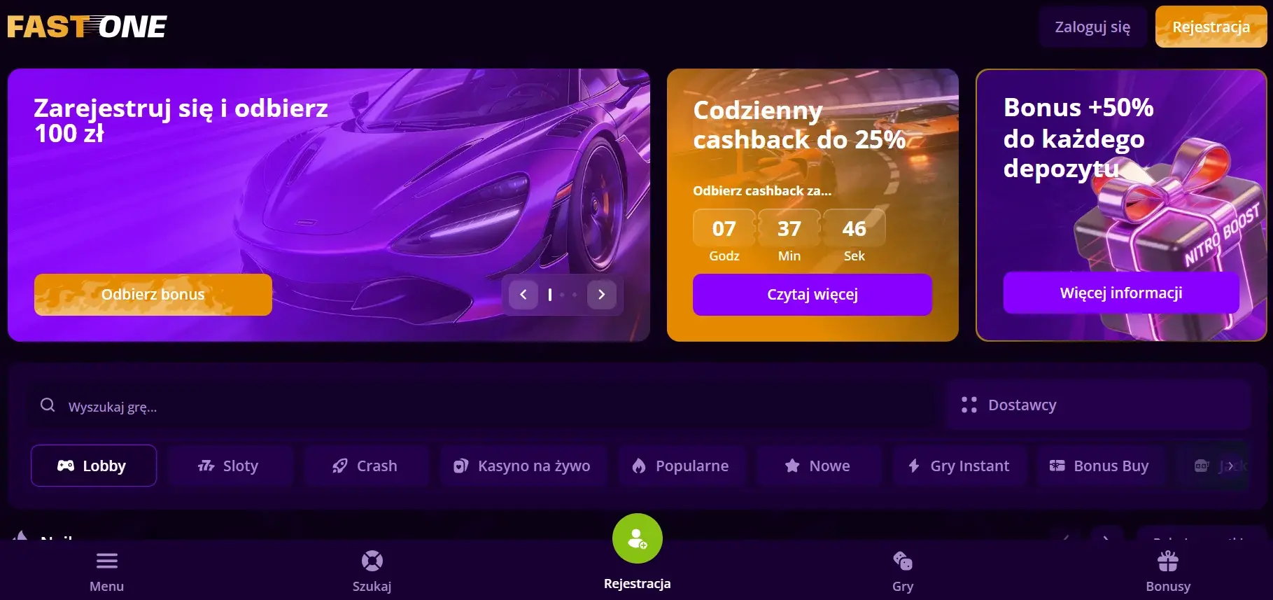 Fast One Casino bonus bez depozytu krok 2