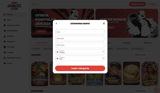 Janusz Casino rejestracji krok 3