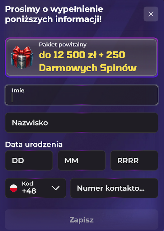 Lucky Capone Casino Rejestracja krok 3