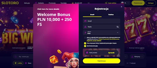 Slotoro Kod Promocyjny krok 2