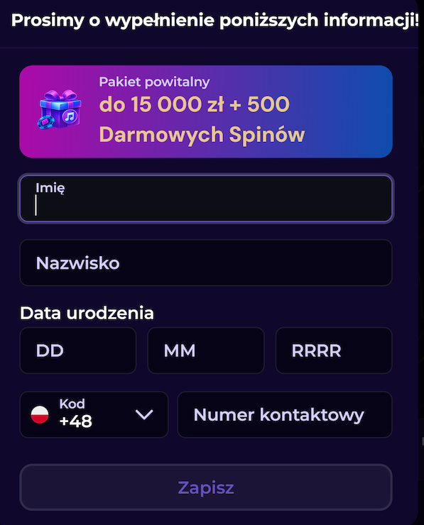 SlotsDJ rejestrację krok 3