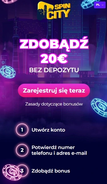 Spin City 100 złotych bez depozytu