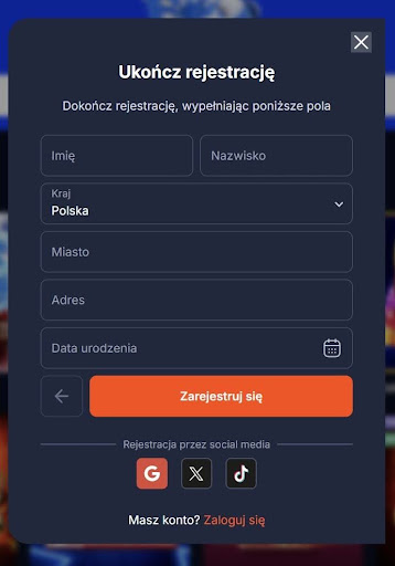 Zakładanie konta w FS Casino krok 3