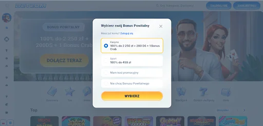 beteum casino wybierz bonus powitalny