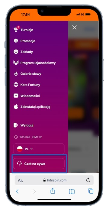 czat na żywo w kasynie hit'n'spin