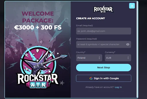 rockstarwin rejestracja krok 1