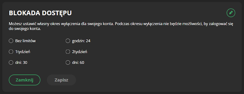 samowykluczenie w brucebet