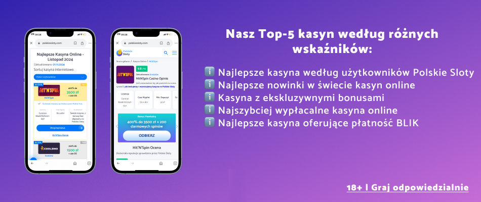 top 5 kasyn online wedlug wskaznikow na Polskie Sloty